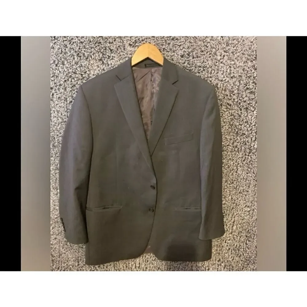 Lauren Ralph Lauren Men's Gray Wool Blazer Jacket Size 44 Tailored Fit